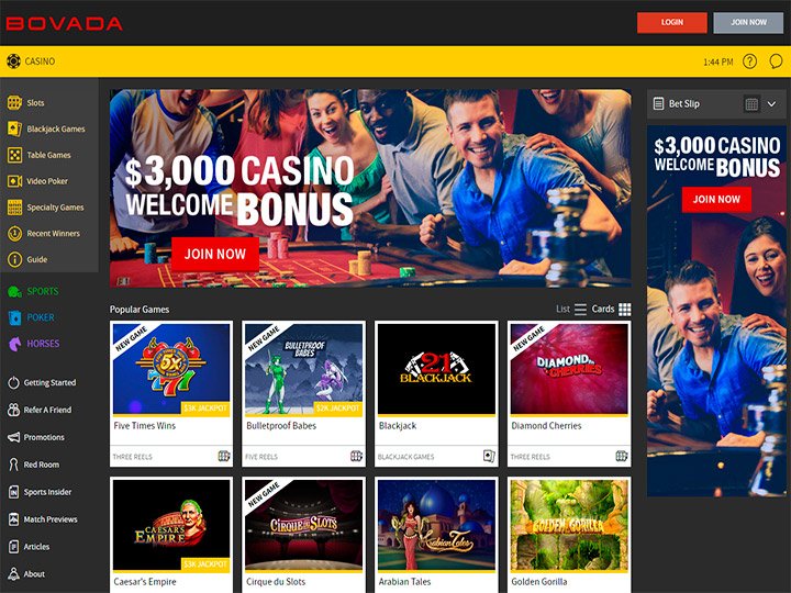 Bovada, US online and mobile casino with big welcome bonus