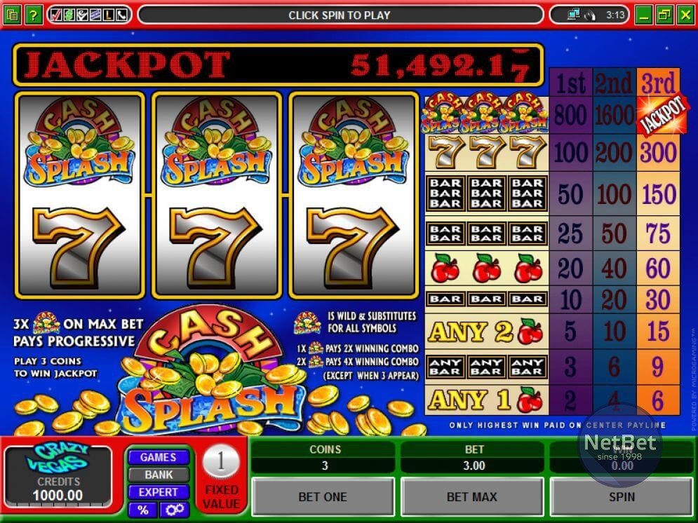 Cash Splash 3-reel Slot